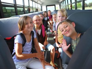 Children inside school bus